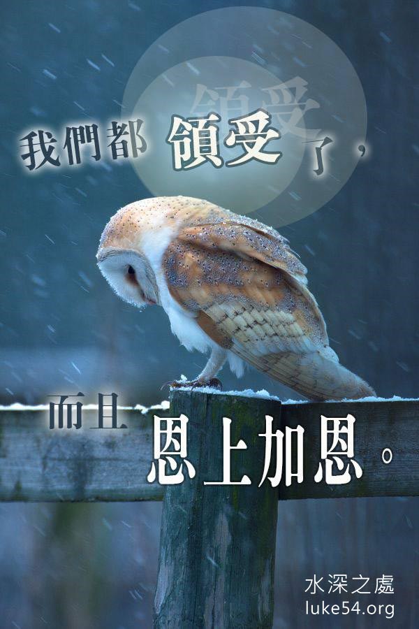 【水深LINE精選】從祂的豐滿裏我領受了,而且恩上加恩