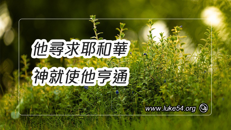他尋求耶和華，神就使他亨通