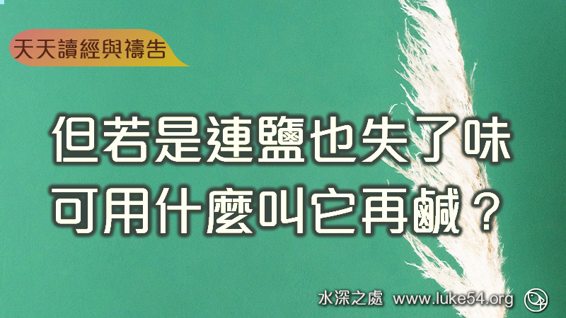 但若是連鹽也失了味,可用什麼叫它再鹹?