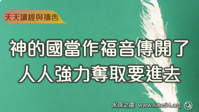神的國當作福音傳開了,人人強力奪取要進去