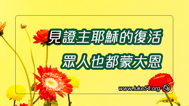 見證主耶穌的復活,眾人也都蒙大恩