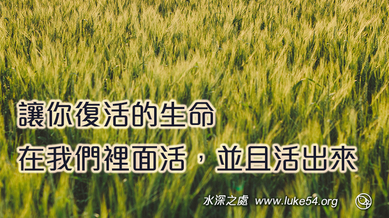 讓你復活的生命在我們裡面活,並且活出來