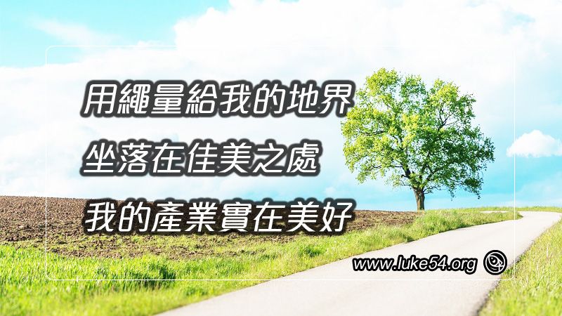 用繩量給我的地界,坐落在佳美之處;我的產業實在美好