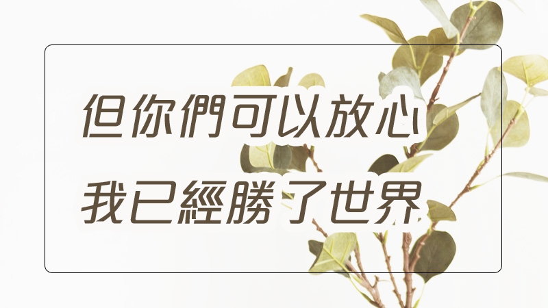 但你們可以放心,我已經勝了世界