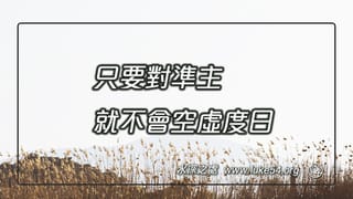 只要對準主，就不會空虛度日