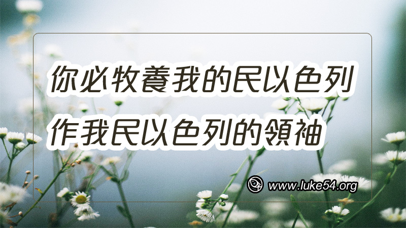 你必牧養我的民以色列,作我民以色列的領袖