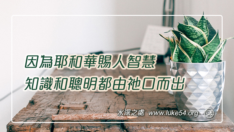 因為耶和華賜人智慧;知識和聰明都由祂口而出