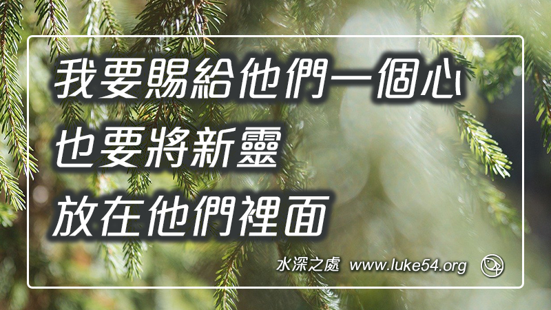 我要賜給他們一個心,也要將新靈放在他們裡面
