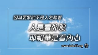 因為要緊的不是人怎樣看,人是看外貌,耶和華是看內心