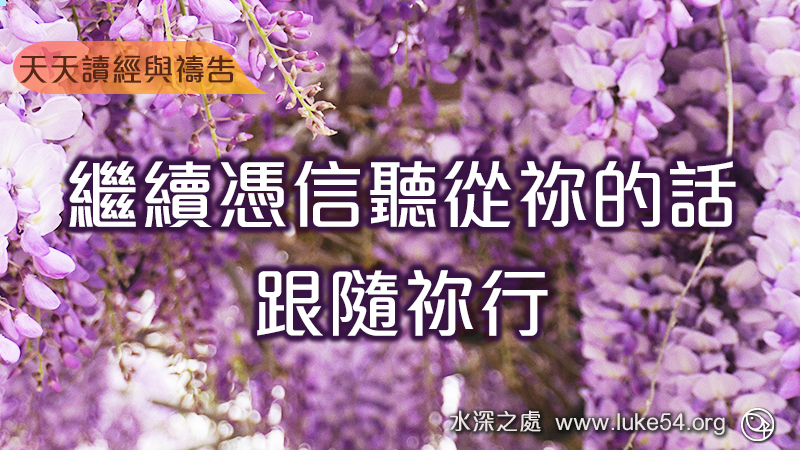 繼續憑信聽從祢的話,跟隨祢行