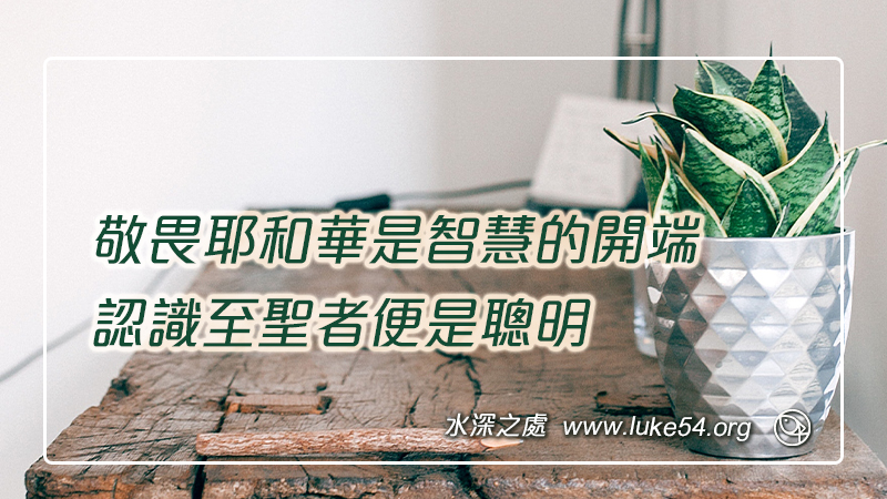 敬畏耶和華是智慧的開端,認識至聖者便是聰明