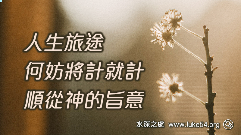 人生旅途,何妨將計就計,順從神的旨意!