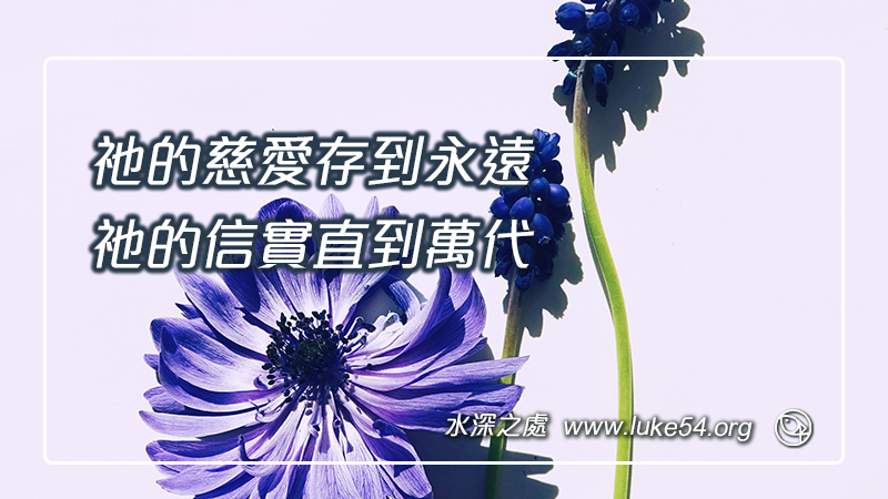 祂的慈愛存到永遠,祂的信實直到萬代