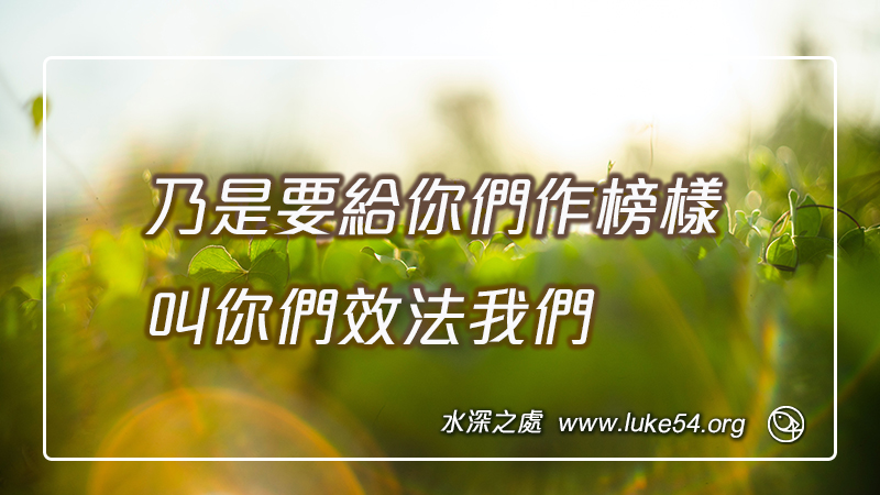 乃是要給你們作榜樣,叫你們效法我們