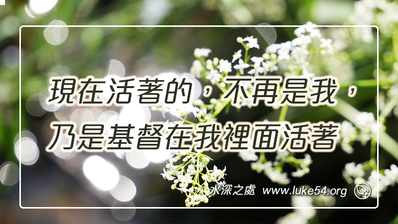 現在活著的,不再是我,乃是基督在我裡面活著