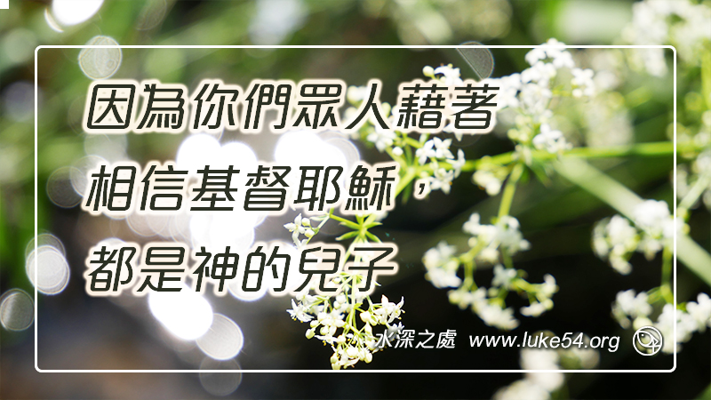 因為你們眾人藉著相信基督耶穌,都是神的兒子