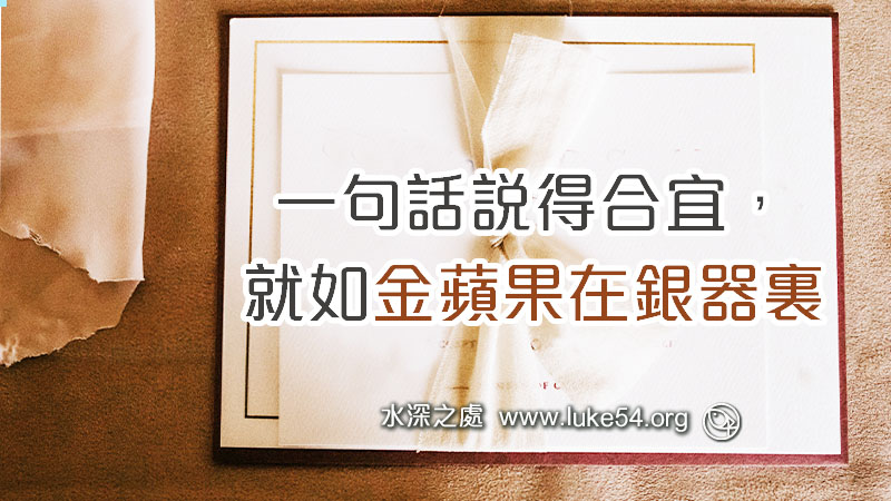 一句話說得合宜,就如金蘋果在銀器裏