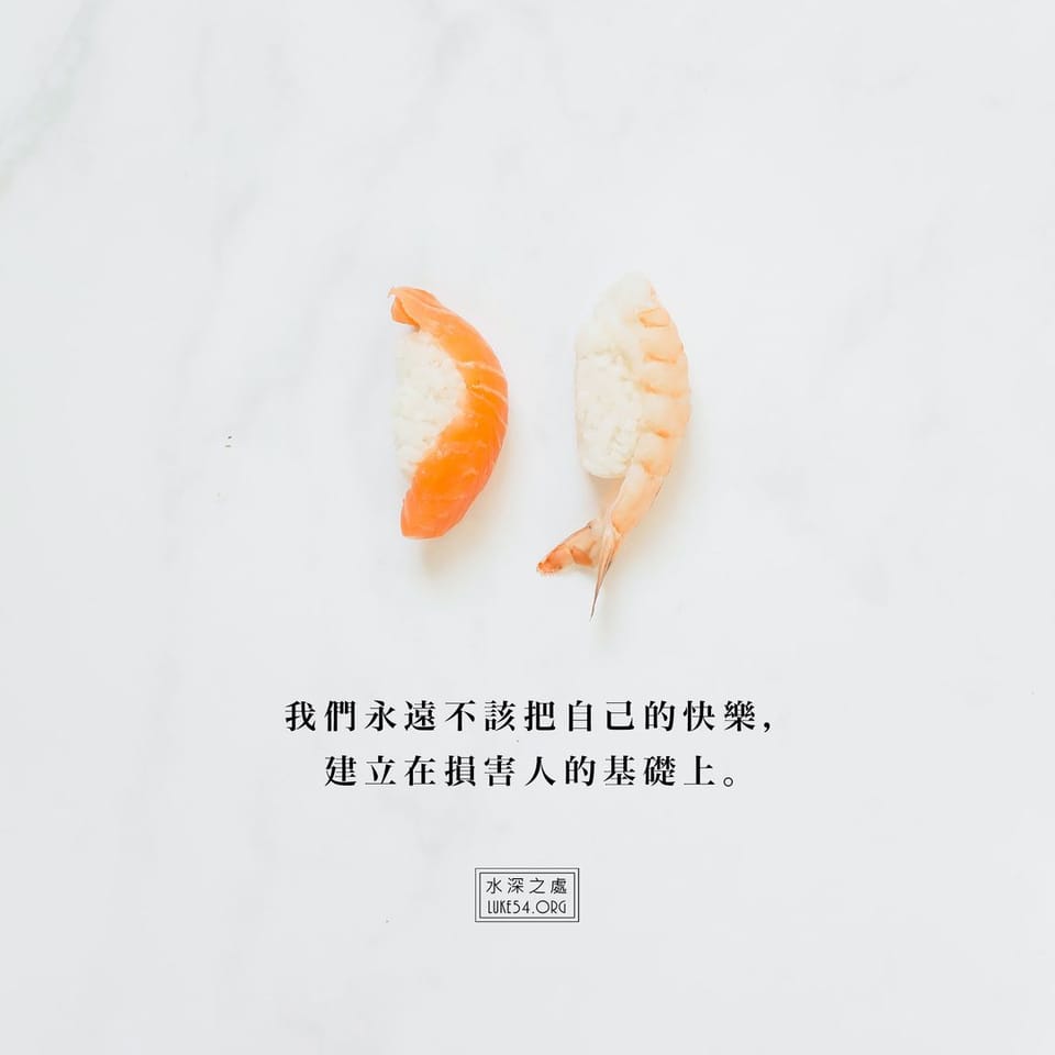 我們永遠不該把自己的快樂,建立在損害人的基礎上。