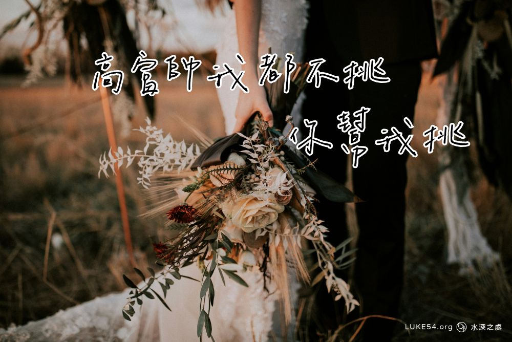 【婚姻見證】高富帥我都不挑,你幫我挑